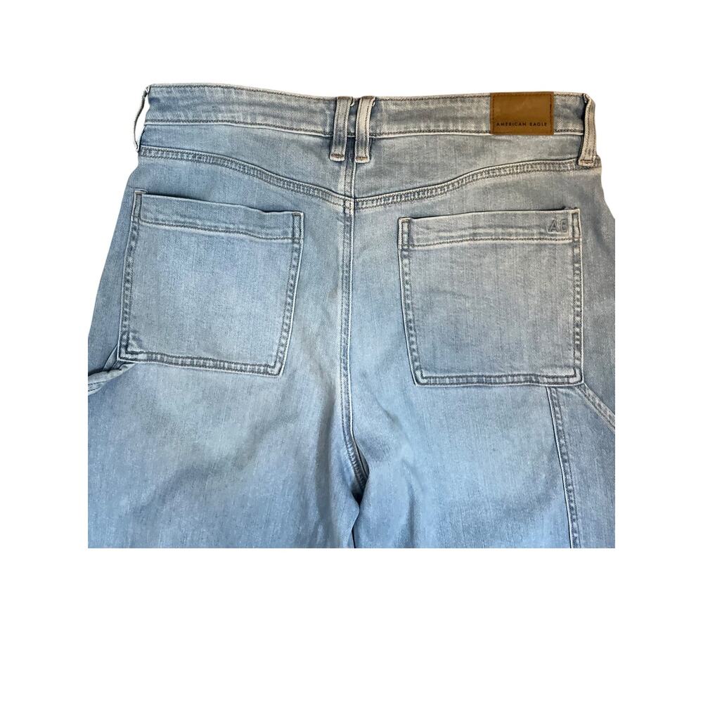American Eagle Super High Rise Baggy Wide Leg Jeans 10 Carpenter Cargo Pockets - Picture 5 of 8
